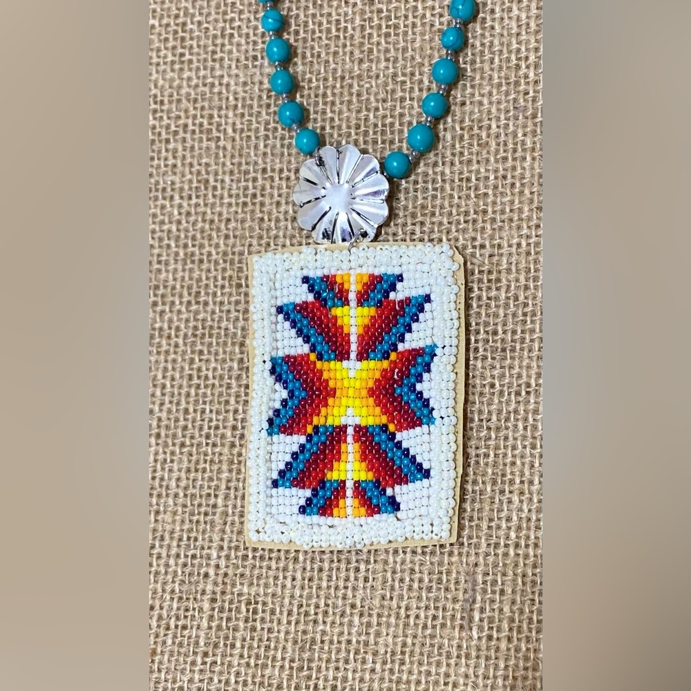 ❤️Aztec Turquoise Beaded Necklace Earring Set